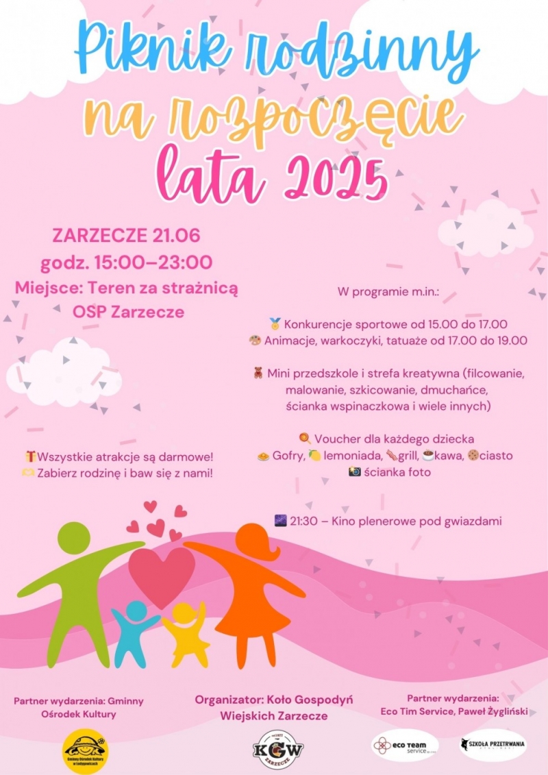 PIKNIK RODZINNY Z KGW ZARZECZE JUŻ 21 CZERWCA, START GODZ. 15.00. SERDECZNIE ZAPRASZAMY !!!
