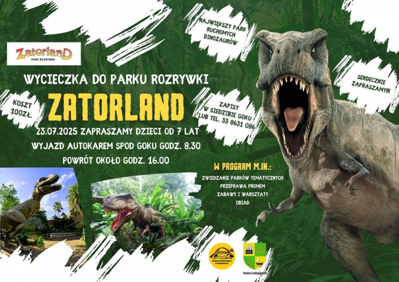 WAKACYJNY WYJAZD DLA DZIECI NAJWIĘKSZY PARK DINOZAURÓW ZATORLAND 24 LIPIEC 2025