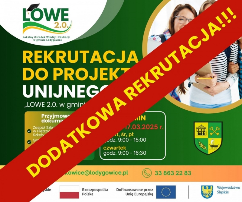 RUSZA DADATKOWA REKRUTACJA DO PROJEKTU LOWE 2.0. - GRUPA ŚPIEWACZA W GOK ŁODYGOWICE !!!
