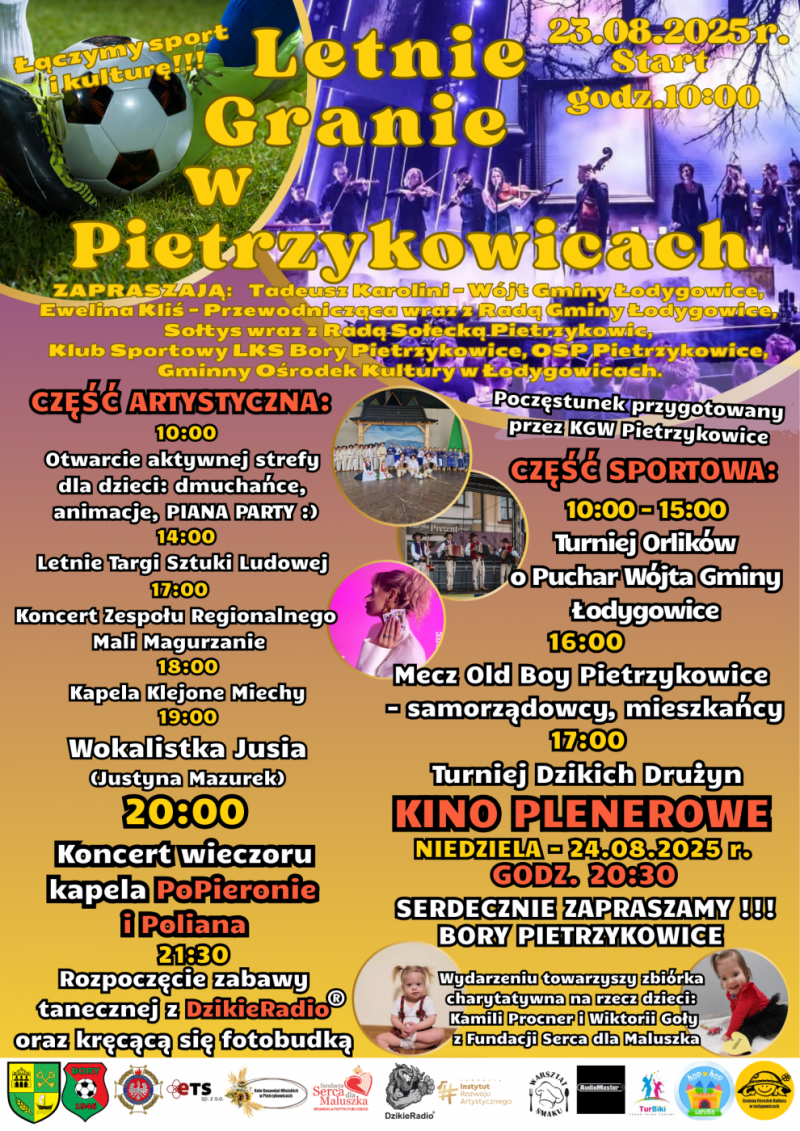 LETNIE GRANIE W PIETRZYKOWICACH - ŁĄCZYMY SPORT I KULTURĘ. SERDECZNIE ZAPRASZAMY DO UDZIAŁU W WYDARZENIU !!!