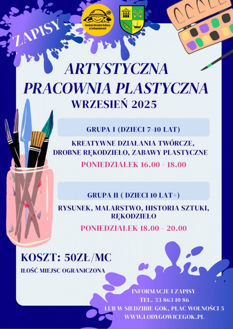 ARTYSTYCZNA PRACOWNIA GOK - TRWAJĄ ZAPISY NA ZAJĘCIA PLASTYCZNE