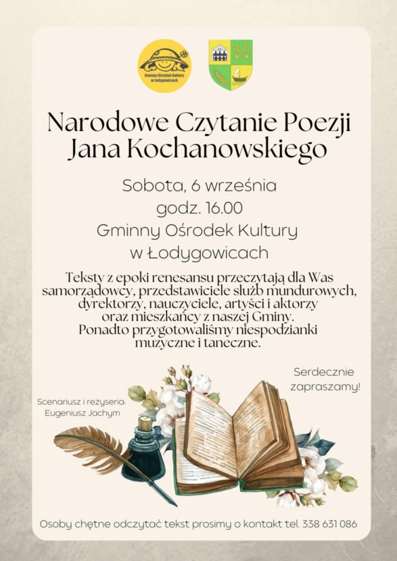 NARODOWE CZYTANIE Z GOKI-EM JUŻ 6 WRZEŚNIA SERDECZNIE ZAPRASZAMY!!!