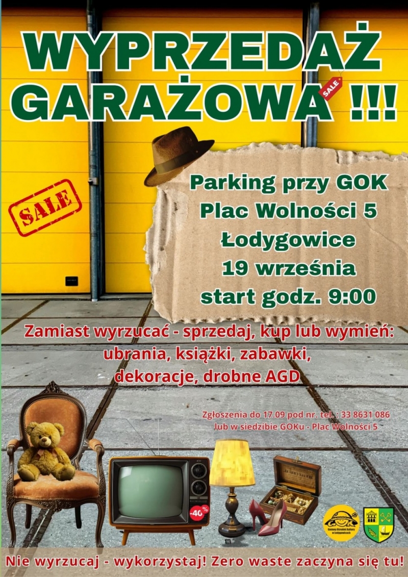 WYPRZEDAŻ GARAŻOWA JUŻ 19 WRZEŚNIA W NAJBLIŻSZY PIĄTEK ZAPRASZAMY DO UDZIAŁU !!!