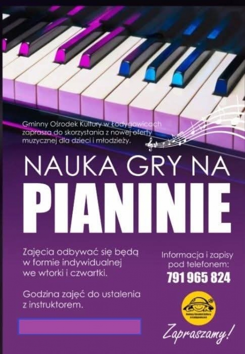 NAUKA GRY NA PIANINIE ZAPRASZAMY TRWAJĄ ZAPISY