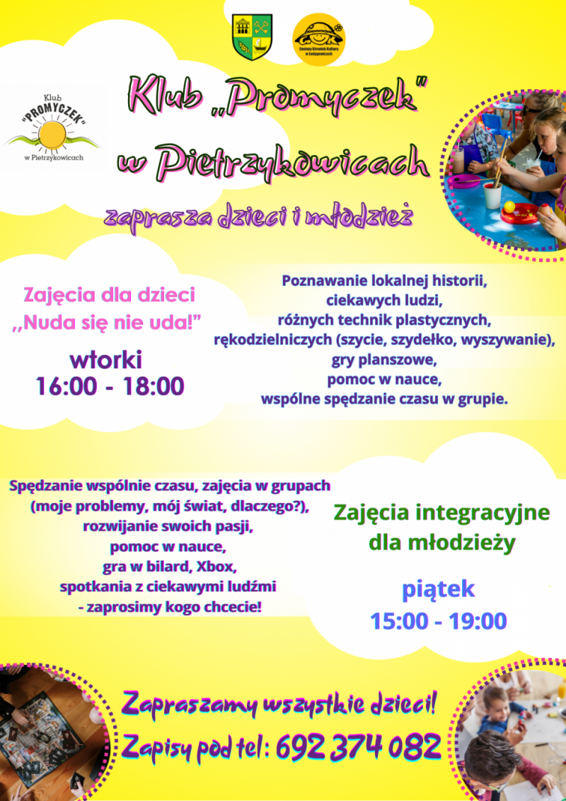 KLUB PROMYCZEK W PIETRZYKOWICACH ZAPRASZA NA ZAJĘCIA !!!