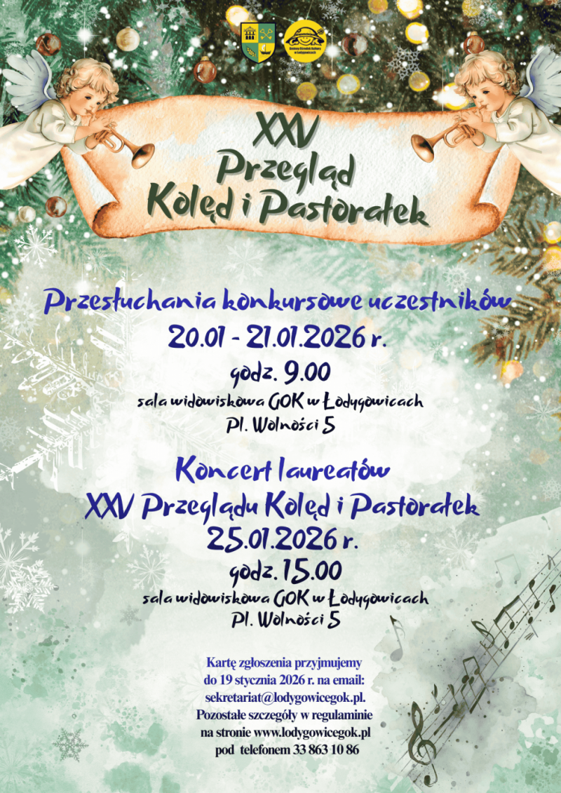 25 PRZEGLĄD KOLĘD I PASTORAŁEK ORAZ GRUP JASEŁKOWYCH 2026 SERDECZNIE ZAPRASZAMY DO UDZIAŁU