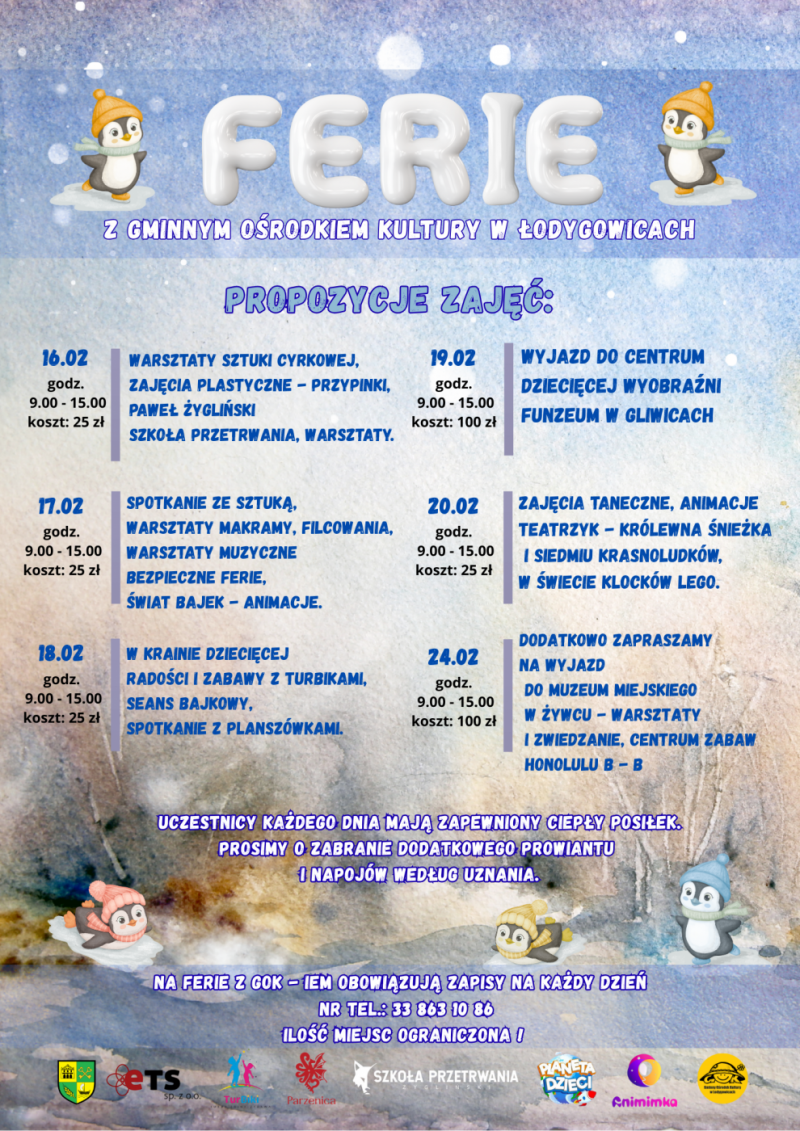 ARTYSTYCZNO - KULTURALNE FERIE 2026 Z GOK ŁODYGOWICE