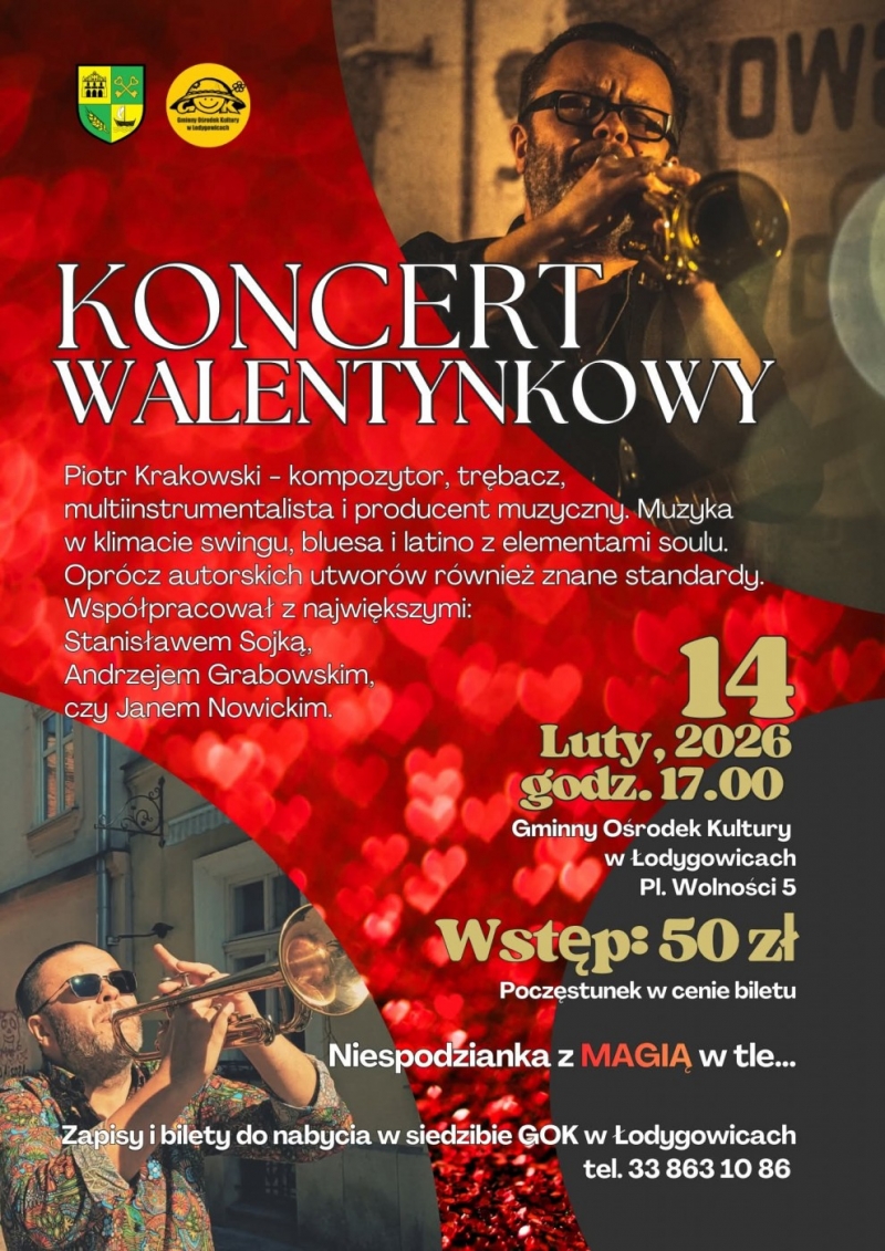 WALENTYNKOWY WIECZÓR DO GOK ŁODYGOWICE ZAPRASZA PIOTR KRAKOWSKI