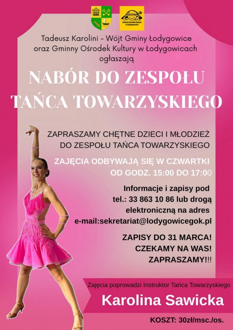 Taniec Towarzyski dla dzieci nabór uzupełniający do końca marca, zapraszamy serdecznie