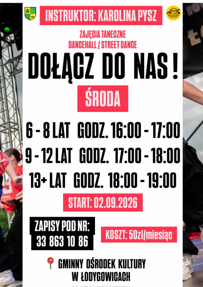 Zapraszamy na zajęcia taneczne - DANCEHALL/STREET DANCE