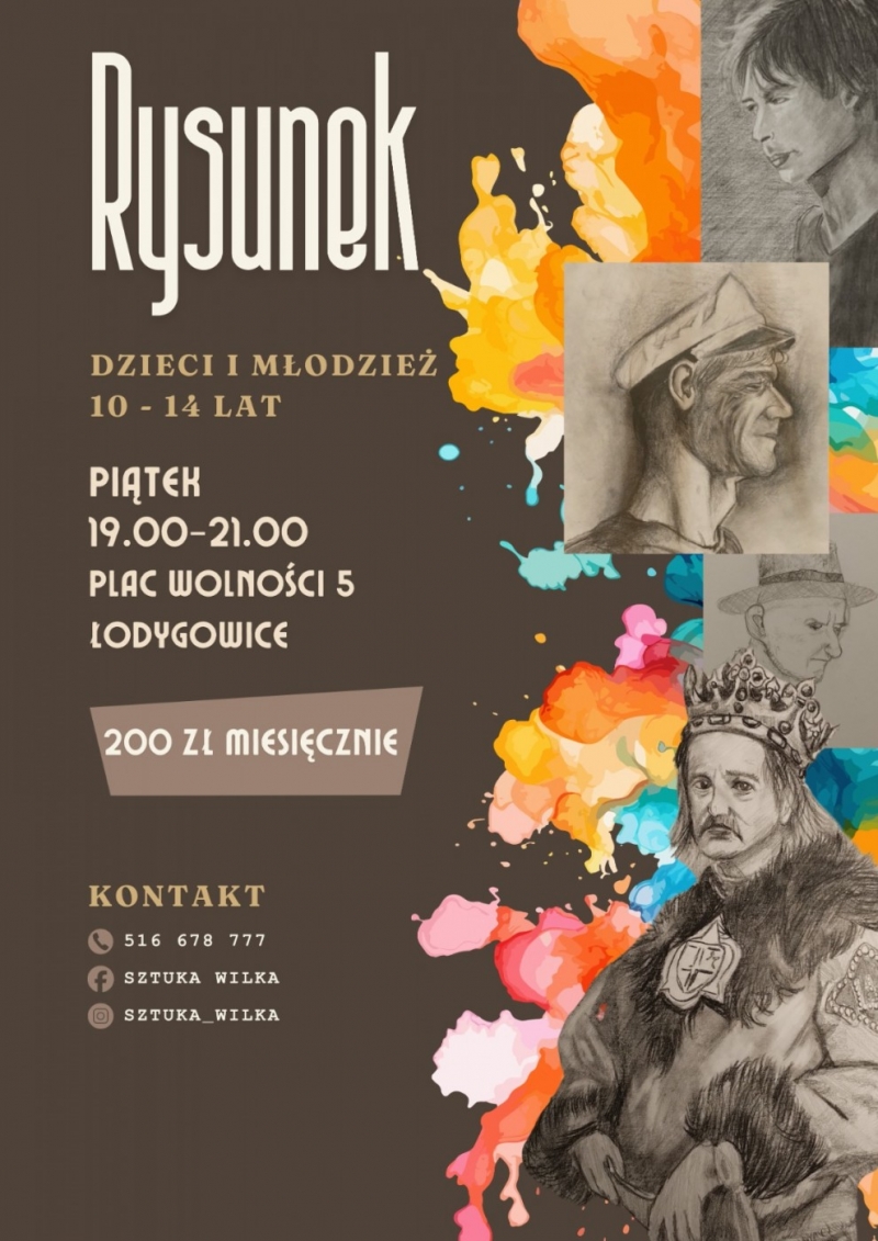 Zapraszamy serdecznie na zajęcia z RYSUNKU dla dzieci i młodzieży