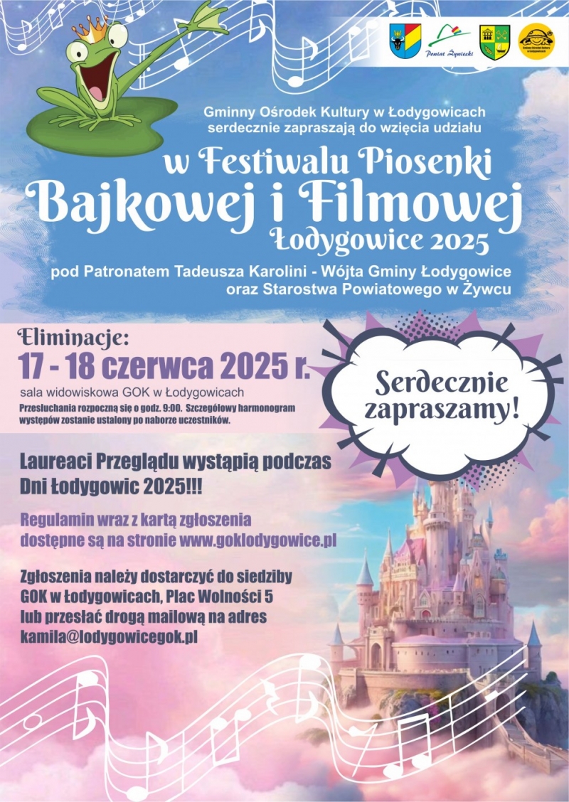 FESTIWAL PIOSENKI BAJKOWEJ I FILMOWEJ SERDECZNIE ZAPRASZAMY DO UDZIAŁU